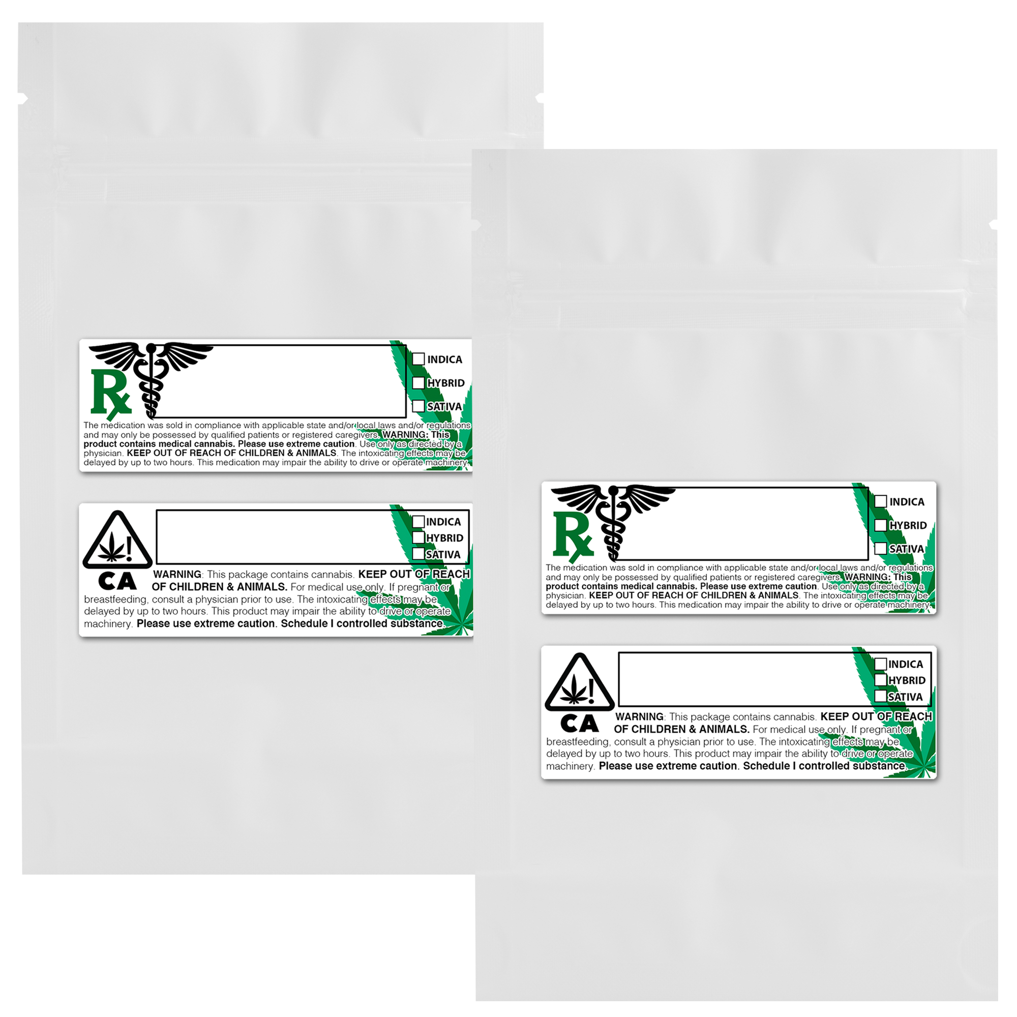 7 Gram 4 X 6 Gloss White – Wholesale 420 smell proof zipper mylar bags with custom printed labels – bulk packaging supplies. 100 foil dispensary storage bags & Rx stickers. 4 MIL – The best mylar bags – lowest prices. 