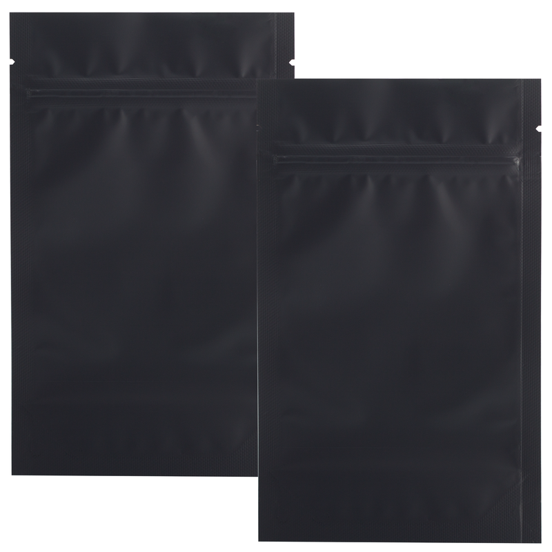 Matte Black Opaque Dragon Chewer 7g quarter ounce smell proof mylar bags by the Caviar Locker. Thick wholesale bulk dispensary custom child resistant packaging 420 barrier bags. 