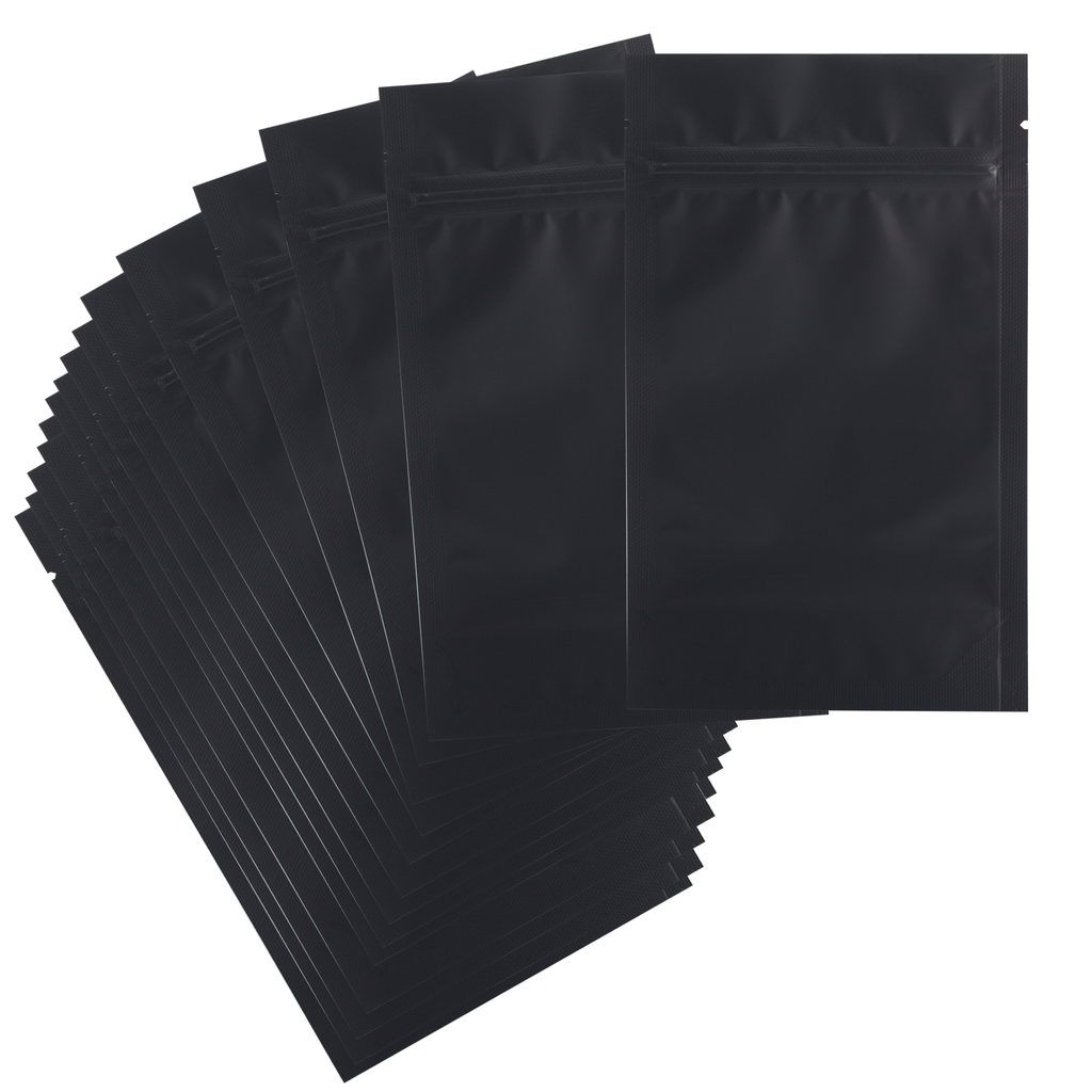 Matte Black Stand Up Zipper Bag with Vertical Window (1/2 oz to 1 oz)