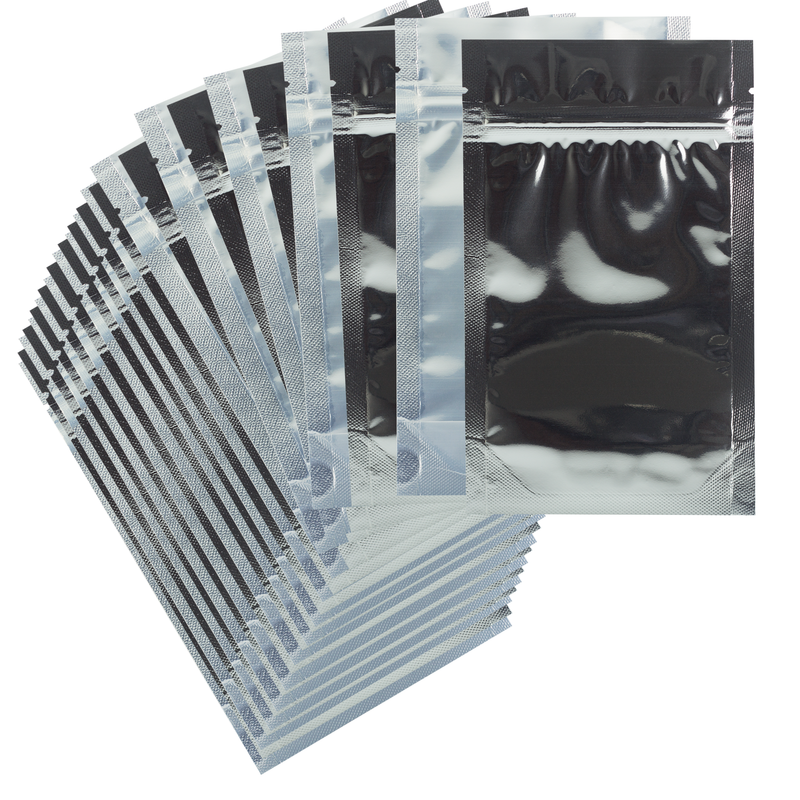 1/4 Ounce Gloss Silver & Clear Mylar Bags - (50 qty.)
