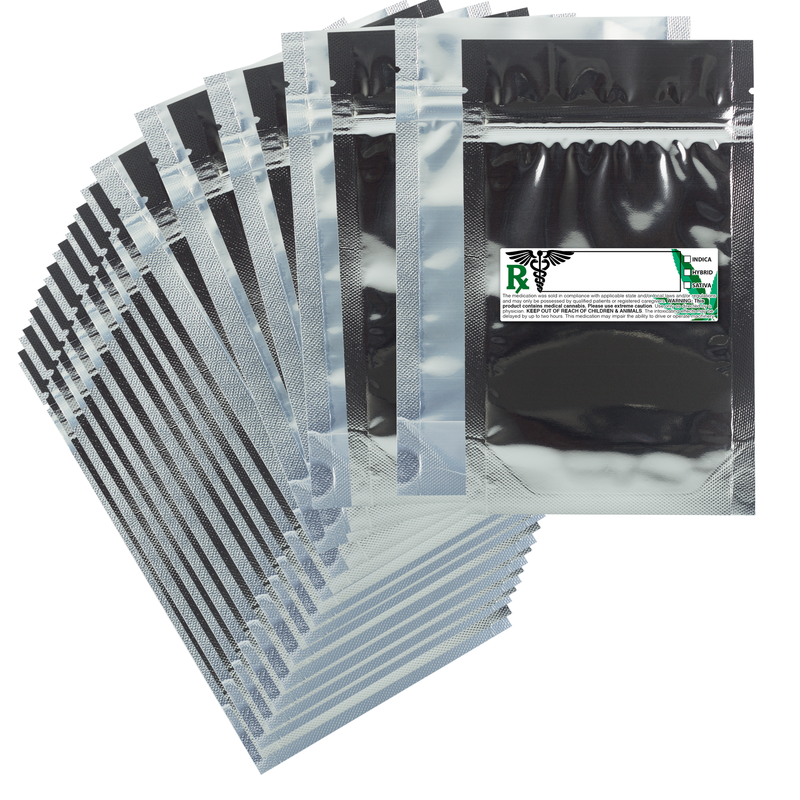 7 Gram 4 X 6 Silver – Wholesale 420 smell proof zipper mylar bags with custom printed labels – bulk packaging supplies. 100 foil dispensary storage bags & Rx stickers. 4 MIL – The best mylar bags – lowest prices. 