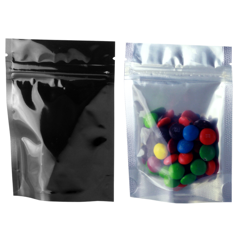 Gloss Black Dragon Chewer 3.5g 1/8th ounce smell proof mylar bags by the Caviar Locker. Thick wholesale bulk dispensary custom child resistant packaging 420 barrier bags. 