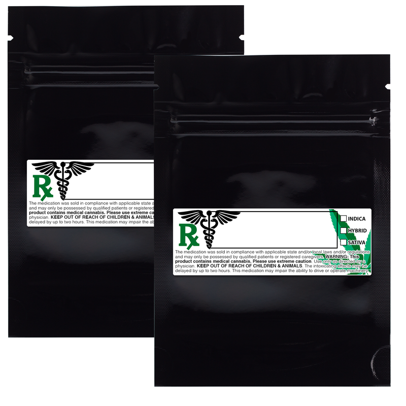 3.5g Gram 3 X 5 Black – Wholesale 420 smell proof zipper mylar bags with custom printed labels – bulk packaging supplies. 100 foil dispensary storage bags & Rx stickers. 4 MIL – The best mylar bags – lowest prices. 