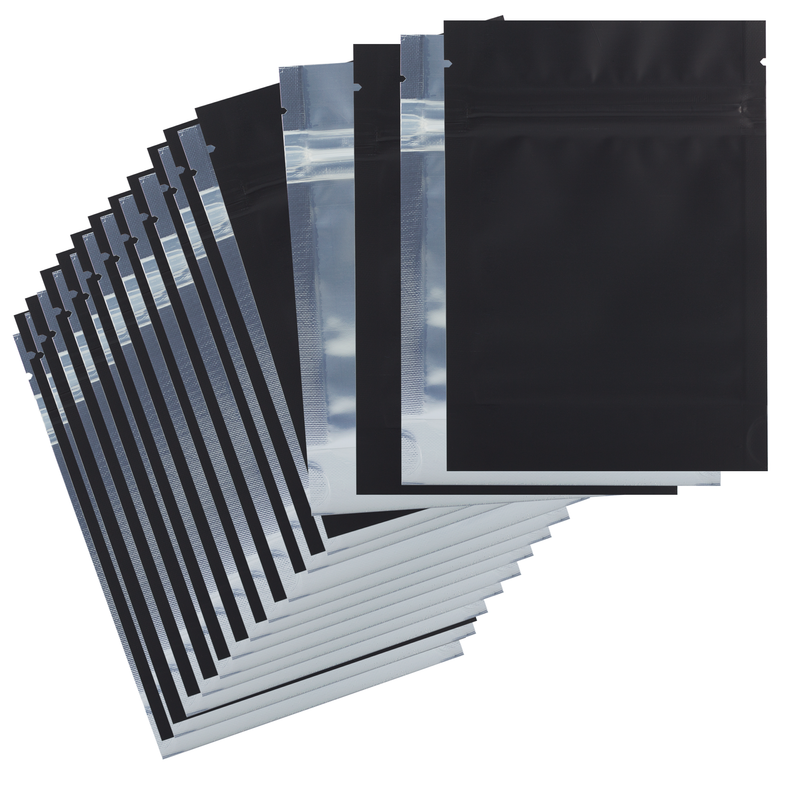 1/8 Ounce Matte Black & Clear Mylar Bags - (50 qty.)