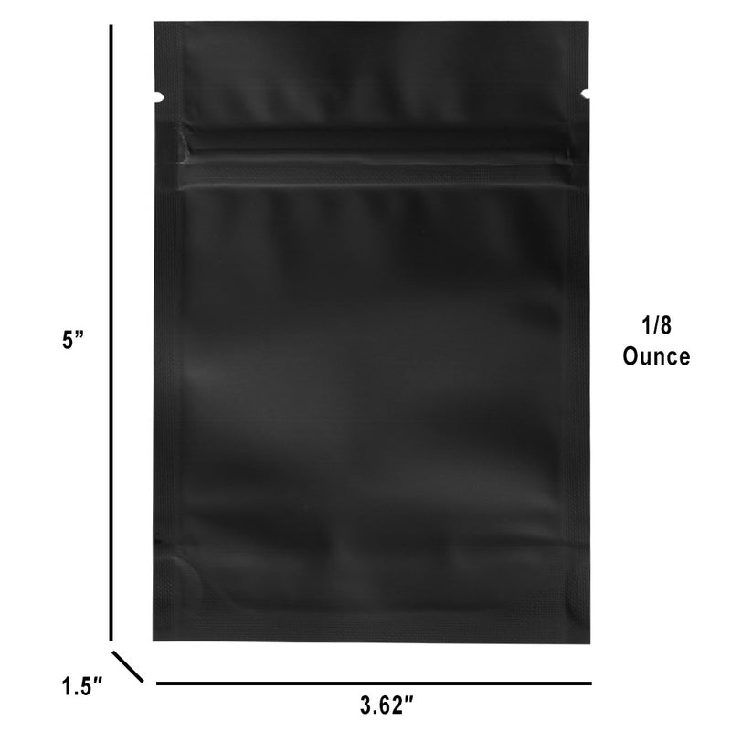3.5g Gram 3 X 5 Matte Black / Clear – Wholesale 420 smell proof zipper mylar bags – bulk packaging supplies. 1,000 foil odor / scent proof & dispensary storage bags. 4 MIL – The best mylar bags – lowest prices. 