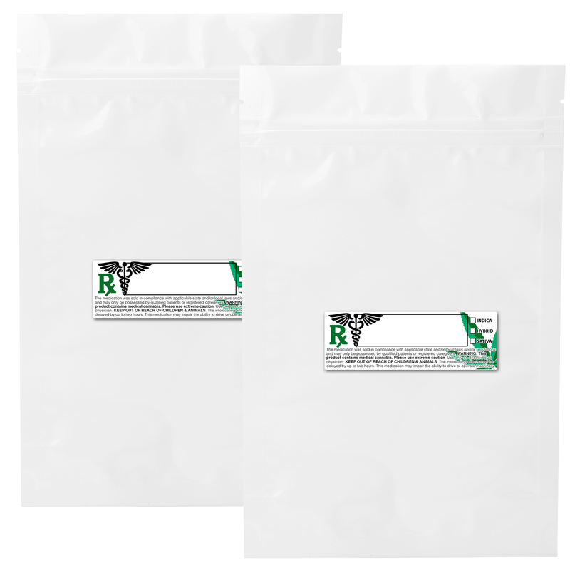 White Dragon Chewer 28g ounce smell proof foil mylar bags by the Caviar Locker with custom designer rx strain labels. Thick wholesale bulk dispensary custom child resistant packaging 420 long term storage barrier bags with thc stickers. 