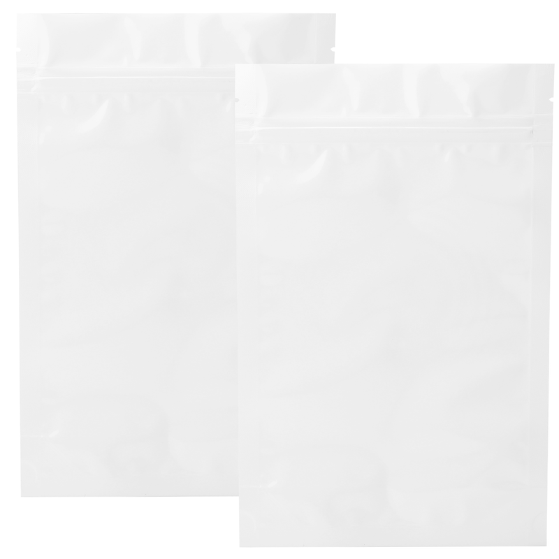 28 Gram Gloss White 6 X 9 – Wholesale 420 smell proof ziplock mylar bags – bulk compliant packaging supplies. 1,000 thick heat sealed foil odor / scent proof zipper dispensary storage bags.