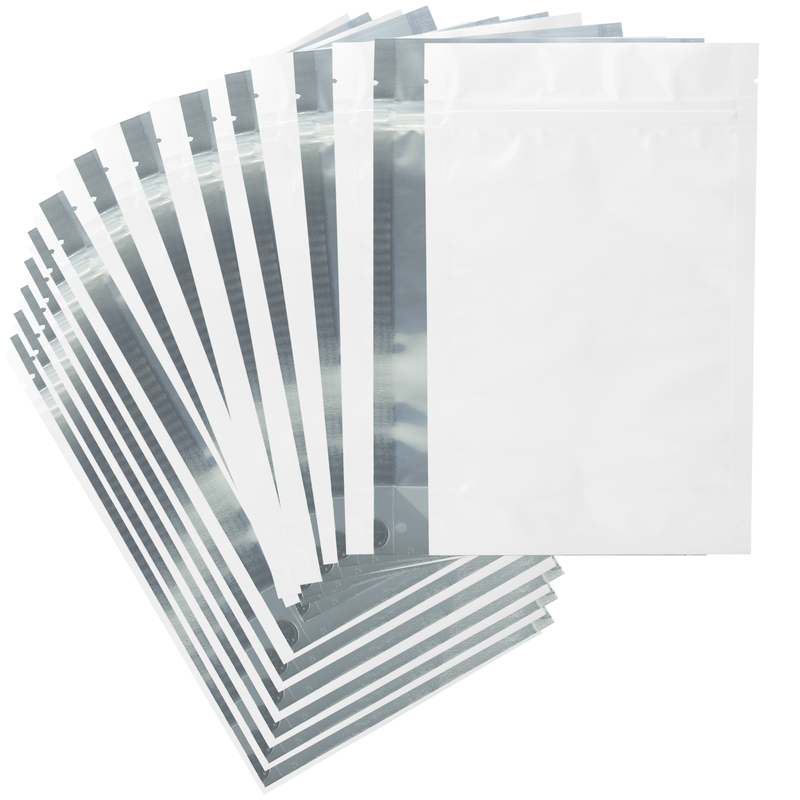 1 Ounce Gloss White & Clear Mylar Bags - (50 qty.)