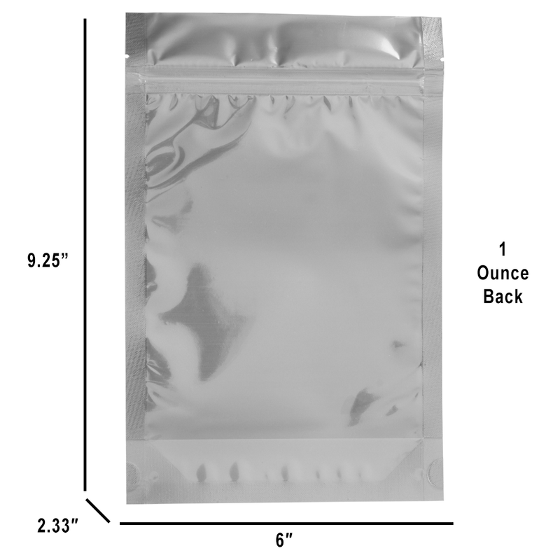 1 Ounce Gloss Silver & Clear Mylar Bags - (50 qty.)