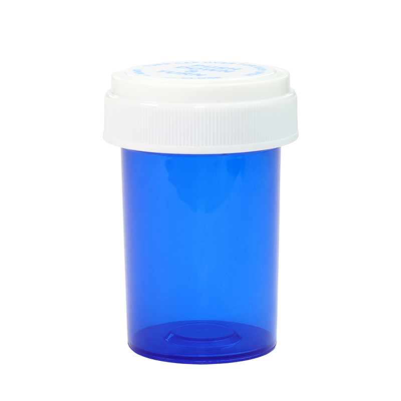 20 Dram Translucent Blue Reversible Cap Vials - Flip Top Container & Cap (240 qty.)