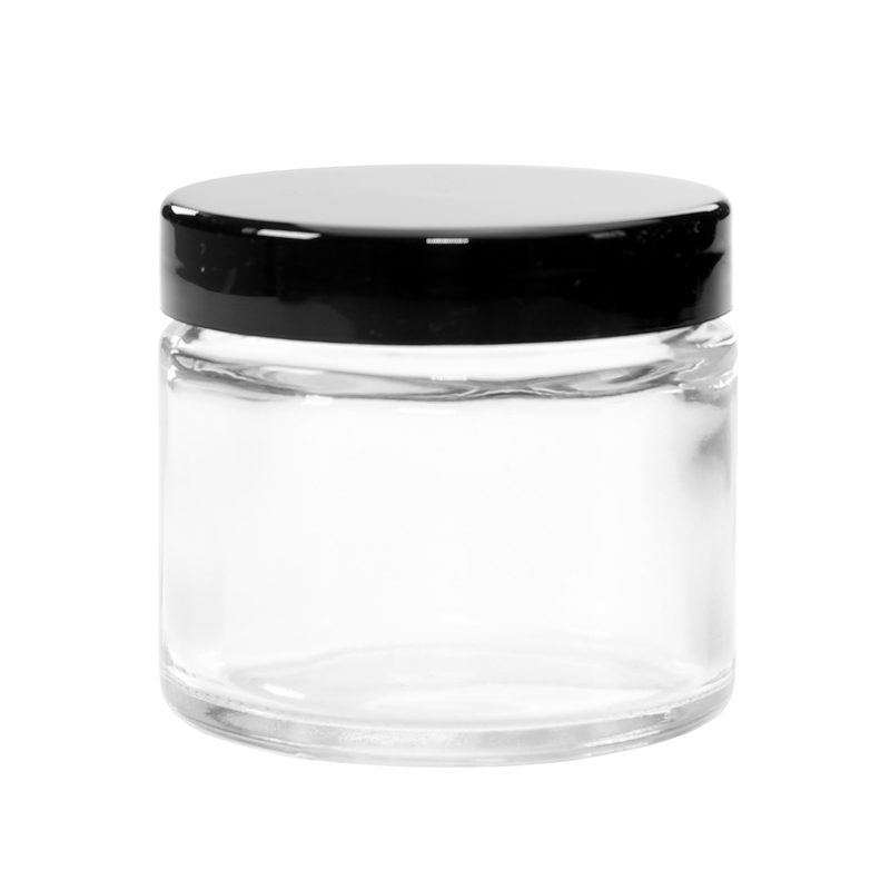 2 Ounce Clear Premium Glass Jar - Black Twist Cap - (20 qty.)
