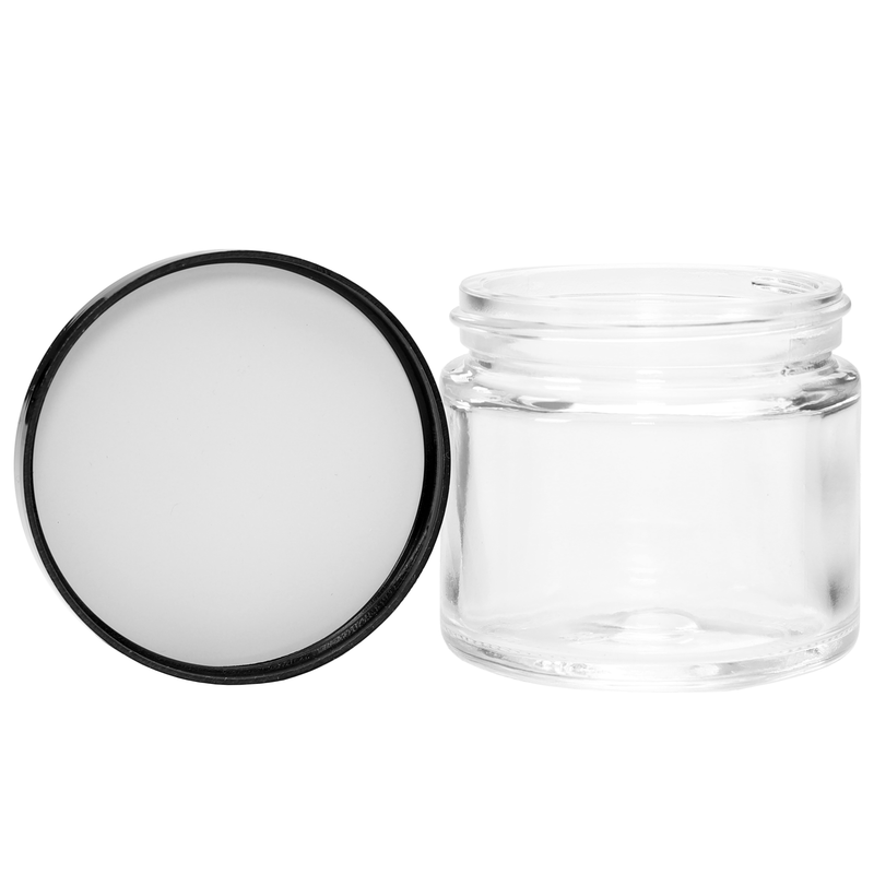 2 Ounce Clear Premium Glass Jar - Black Twist Cap - (20 qty.)