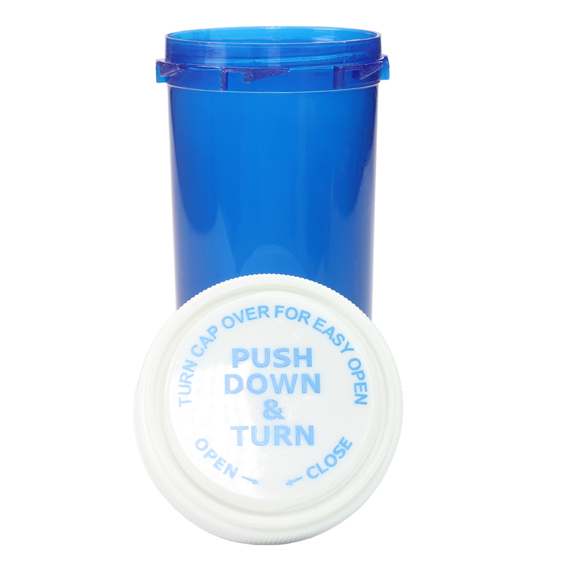 30 Dram Translucent Blue Reversible Cap Vials - Flip Top Container & Cap (210 qty.)