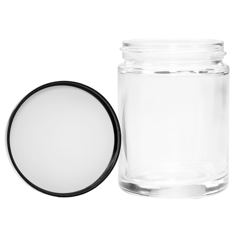 4 Ounce Clear Premium Glass Jar - Black Twist Cap - (20 qty.)