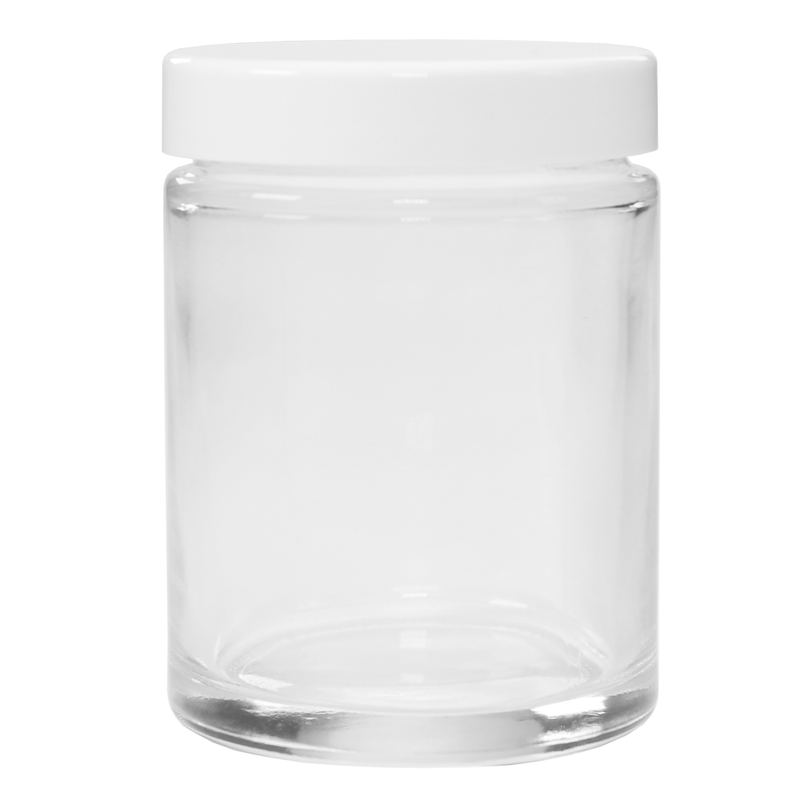 4 Ounce Clear Premium Glass Jar - White Twist Cap - (20 qty.)