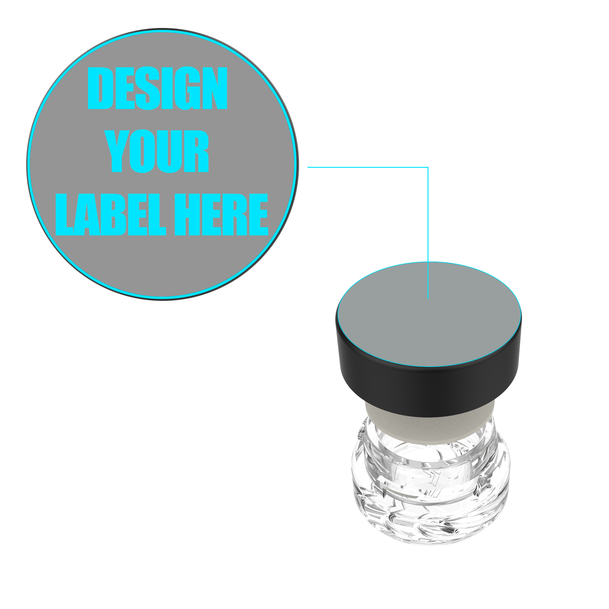 Supercell 5ML Glass Concentrate Jar - Custom Cap Labels (2,500 qty.) - USA MADE