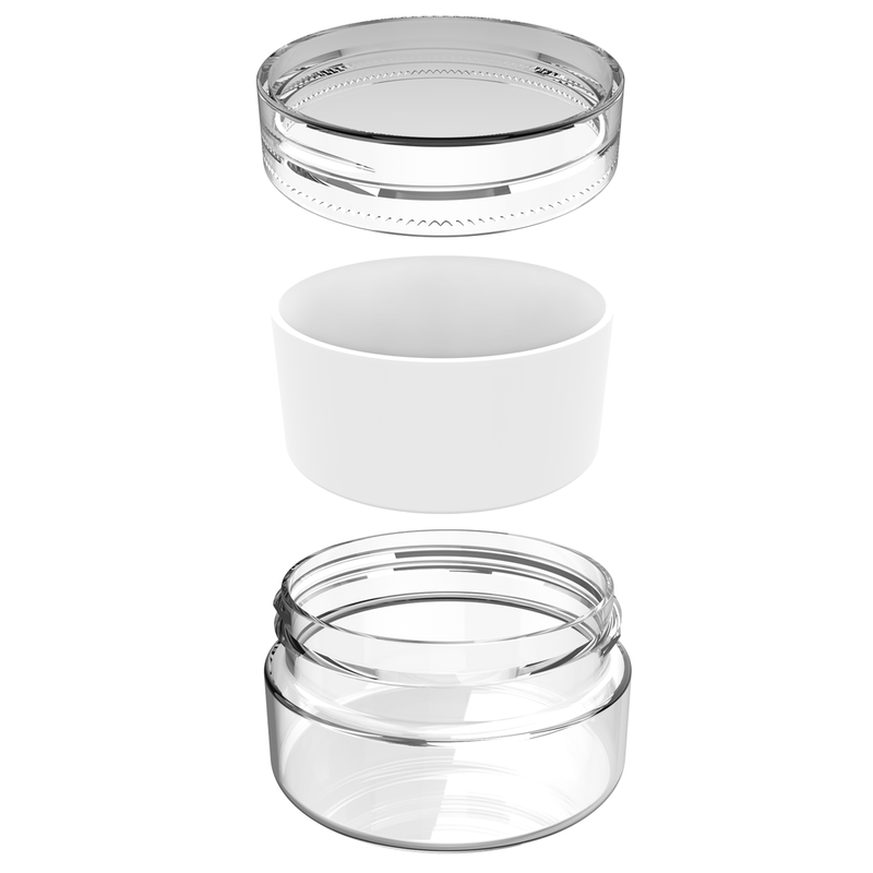 5ML 5G Plastic Clear Acrylic Concentrate Container with White Silicone Insert by Dragon Chewer. Dispensary hash jar nonstick smell proof. 