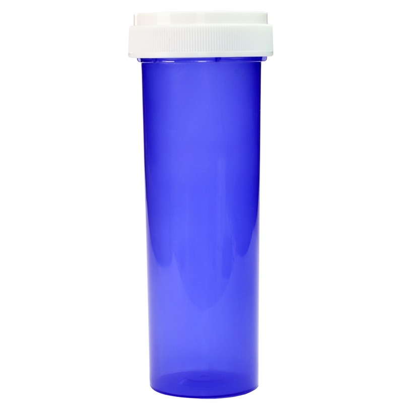 60 Dram Translucent Blue Reversible Cap Vials - Flip Top Container & Cap (115 qty.)