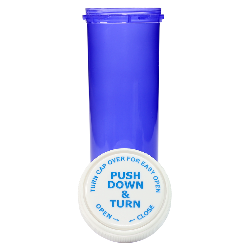 60 Dram Translucent Blue Reversible Cap Vials - Flip Top Container & Cap (115 qty.)