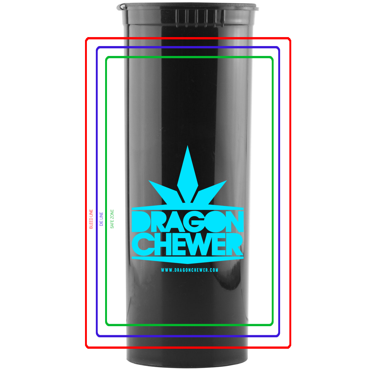 60 Dram Pop Top CR Container Premium Custom Labels (2,500 qty.) - USA MADE - Dragon Chewer