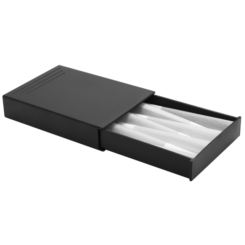 Dragon Chewer Black Press N Pull 81 CR child resistant wholesale child resistant custom pre roll packaging slider box. The best custom 420 pre roll packaging cases, holders & supplies. This multi-use / multi-pack dispensary container is great for edibles, joints, blunts, cones, cartridges, and more! MADE IN THE USA.