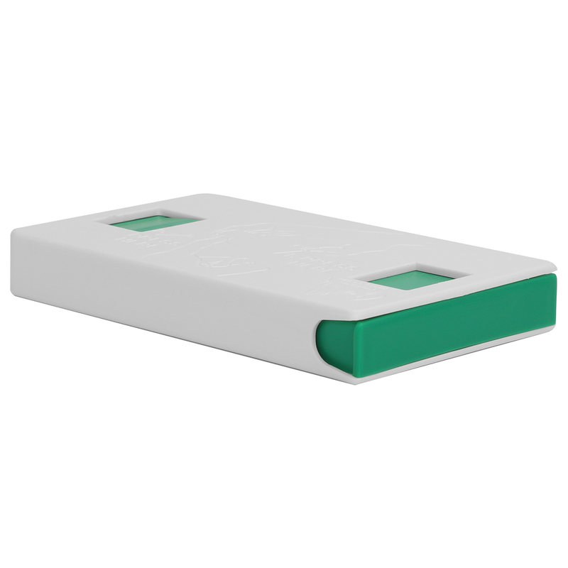 Dragon Chewer White & Green Press N Pull 85 Slim CR child resistant wholesale child resistant custom pre roll packaging slider box. The best custom 420 pre roll packaging cases, holders & supplies. This multi-use / multi-pack dispensary container is great for edibles, joints, cartridges, and more! MADE IN THE USA.