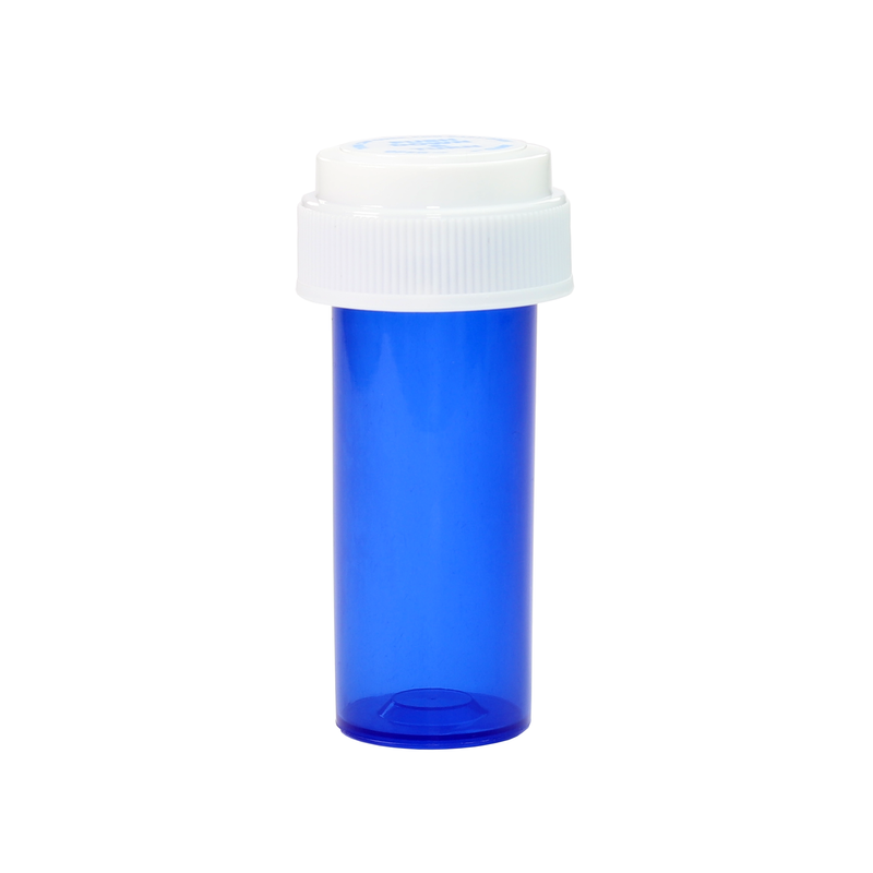 8 Dram Translucent Blue Reversible Cap Vials - Flip Top Container & Cap  (410 qty.)