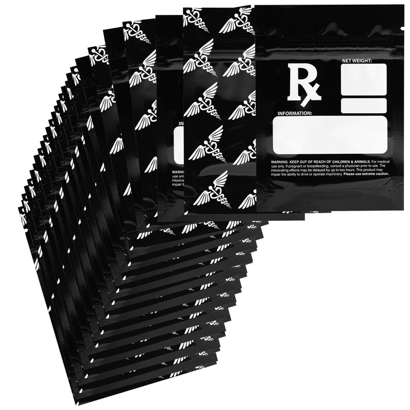 1/8th 3.5g 8th Black Rx Designer Custom Printed Mylar Bags (100 qty.)