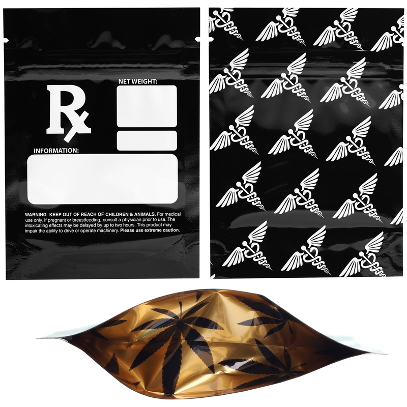 1/8th 3.5g 8th Black Rx Designer Custom Printed Mylar Bags (100 qty.)