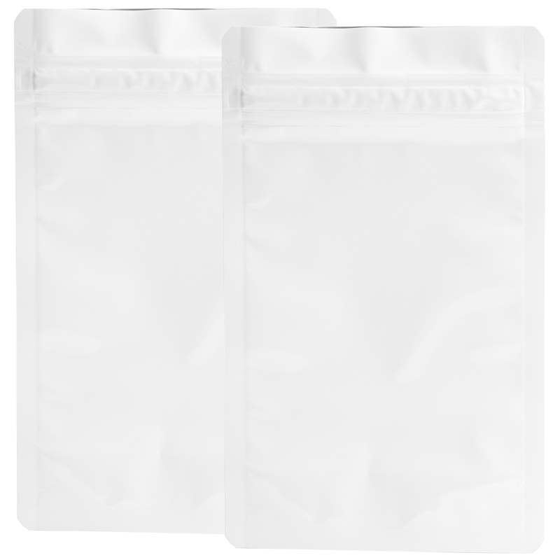 1/4th Ounce CR Exit Bags Gloss White Opaque Mylar Bags - Child Resistant - (50 qty.)