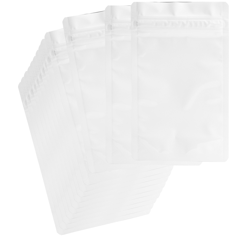 1/4th Ounce CR Exit Bags Gloss White Opaque Mylar Bags - Child Resistant - (50 qty.)