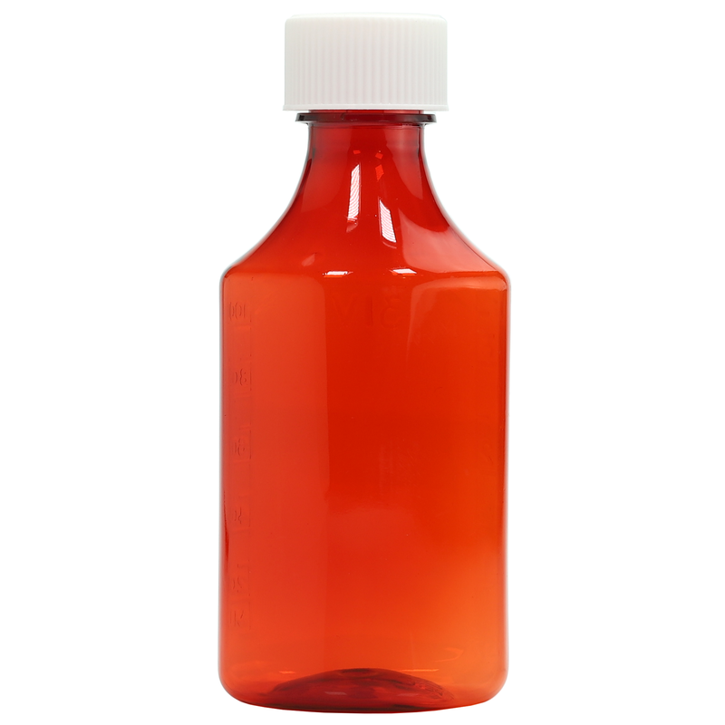 120ml  4 ounce amber fluid oval liquid vial or bottles. Liquid or syrup child resistant wholesale containers by Dragon Chewer. 