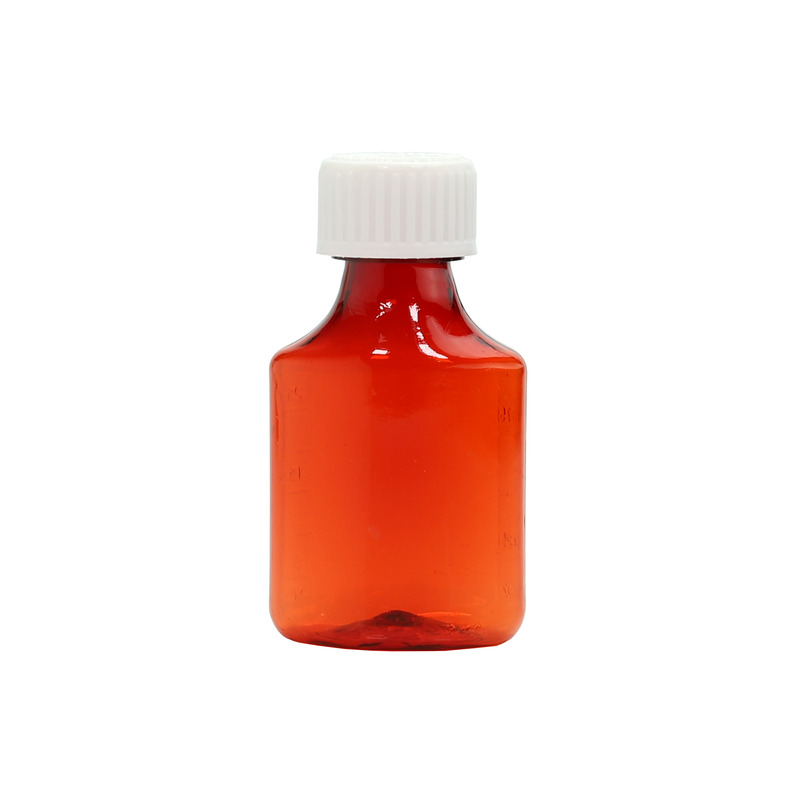 30ml 1 ounce amber fluid oval liquid vial or bottles. Liquid or syrup child resistant wholesale containers by Dragon Chewer. 