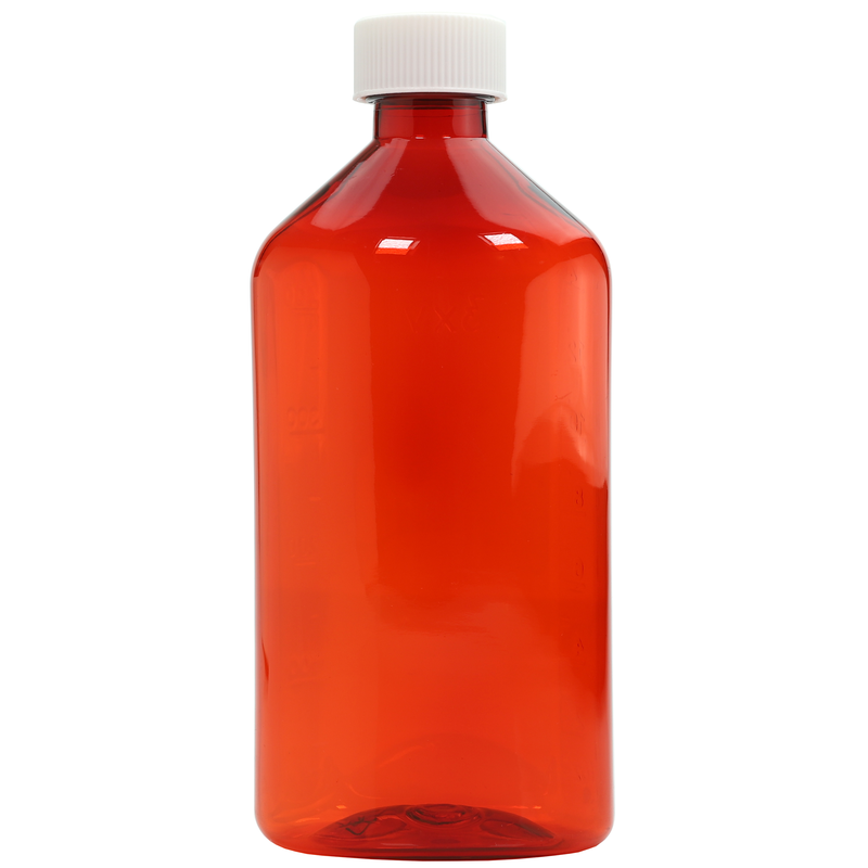 480ml 16 ounce amber fluid oval liquid vial or bottles. Liquid or syrup child resistant wholesale containers by Dragon Chewer. 