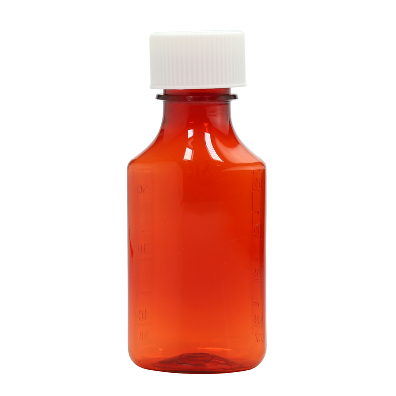 60ml 2 ounce amber fluid oval liquid vial or bottles. Liquid or syrup child resistant wholesale containers by Dragon Chewer. 