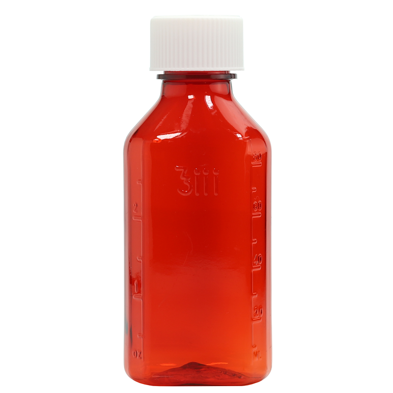 90ml 3 ounce amber fluid oval liquid vial or bottles. Liquid or syrup child resistant wholesale containers by Dragon Chewer. 