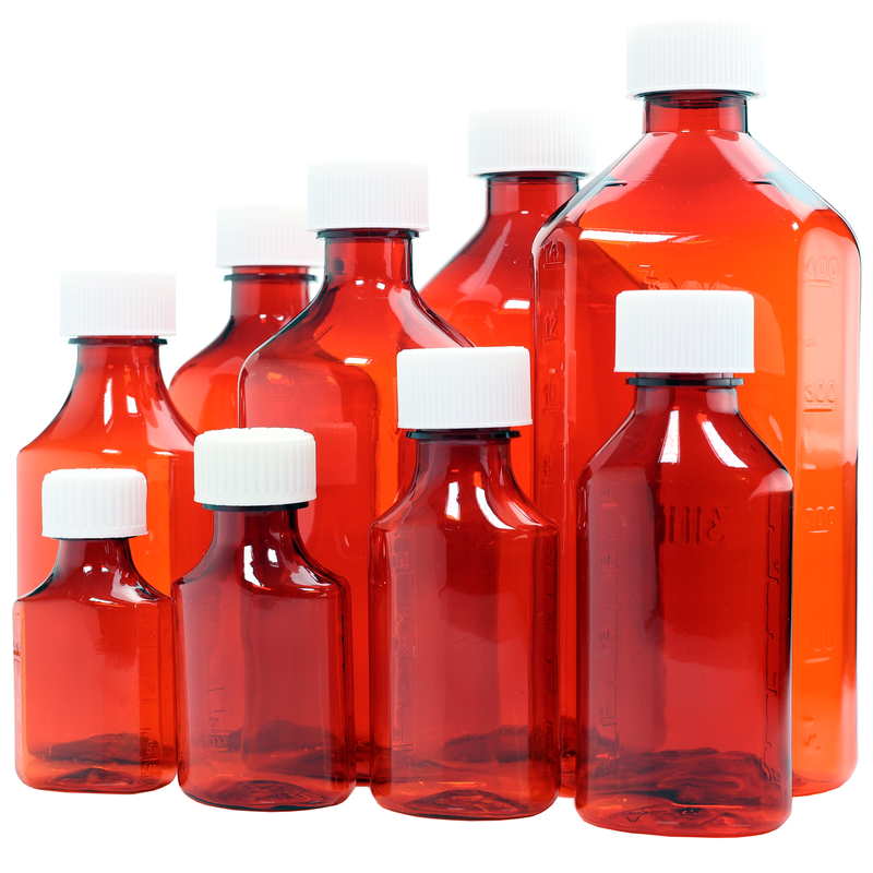 240ml 8 ounce amber fluid oval liquid vial or bottles. Liquid or syrup child resistant wholesale lean containers.
