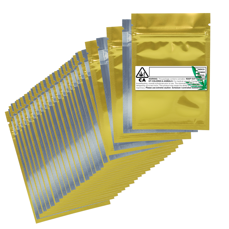 1 Gram 3 X 4 Gold – Wholesale 420 smell proof zipper mylar bags with custom printed labels – bulk packaging supplies. 100 foil dispensary storage bags & Rx stickers. 4 MIL – The best mylar bags – lowest prices. 