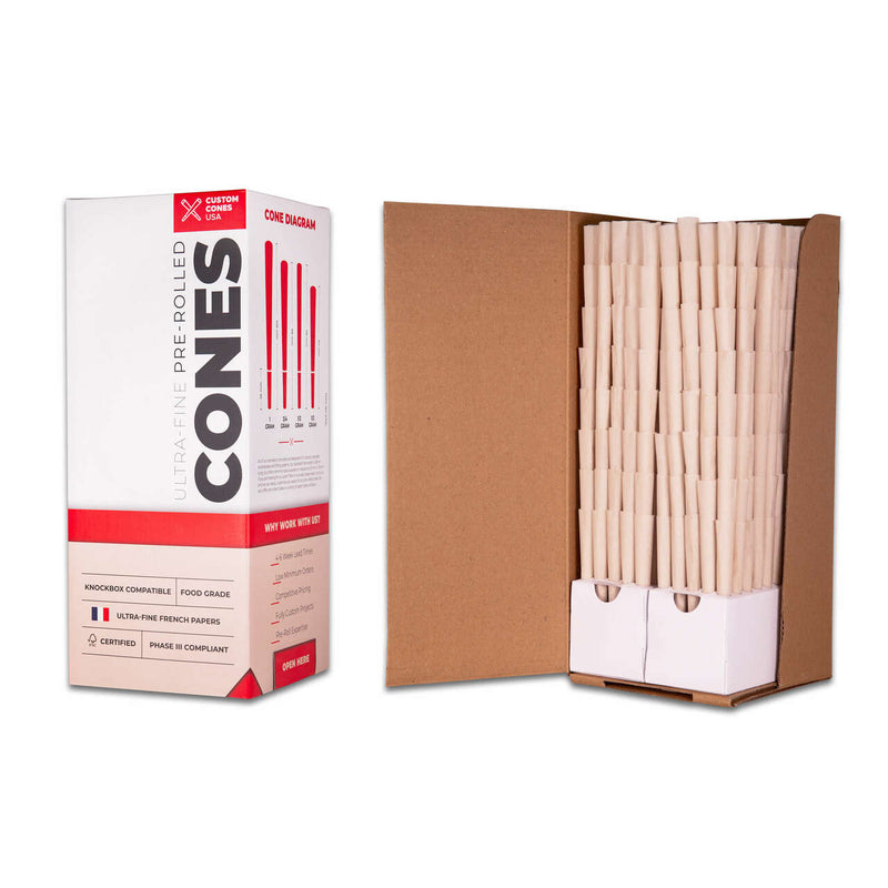 109mm Pre-Rolled Cones  - 100% Organic Hemp Paper Off White [800 Cones per Box]