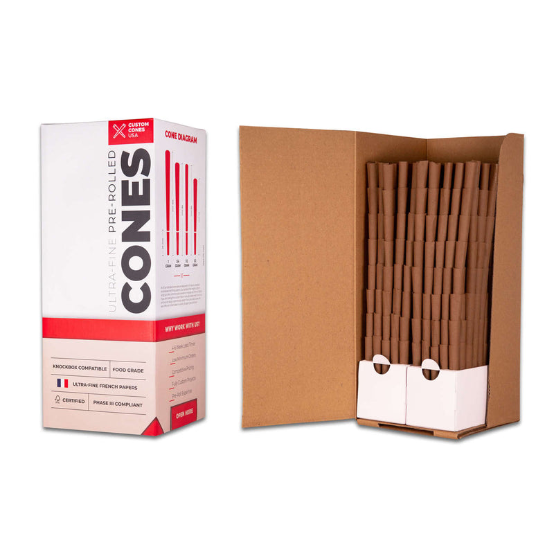 84mm Pre-Rolled Cones  - 100% Organic Hemp Paper Off White [900 Cones per Box]