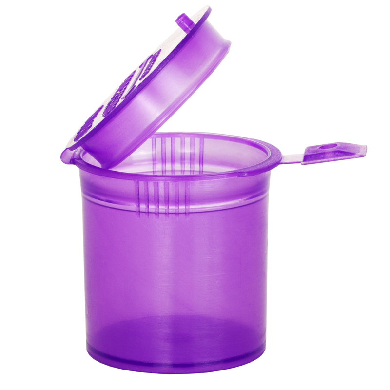 6 dram CR child resistant wholesale bulk 420 pop top bottles by Dragon Chewer. Biodegradable sustainable cannabis packaging. Compliant Purple 1 gram squeeze top dispensary containers at the lowest prices. MADE IN THE USA. 