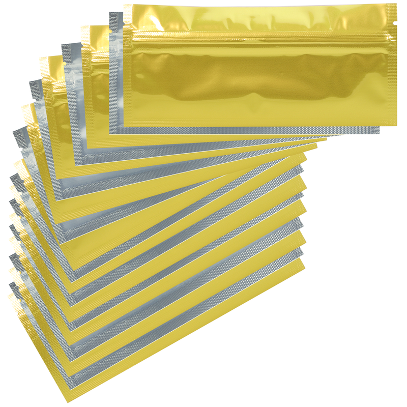 Pre Roll Gloss Gold & Clear Mylar Bags - (50 qty.)