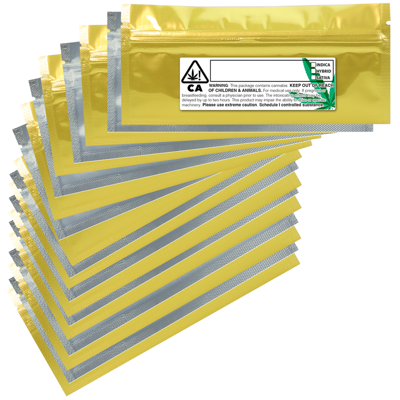 Pre Roll Gold – Wholesale 420 smell proof zipper mylar bags with custom printed labels – bulk packaging supplies. 100 foil dispensary storage bags & Rx stickers. 4 MIL – The best mylar bags – lowest prices. 