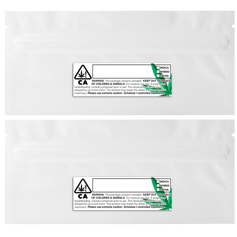 Pre Roll Gloss White – Wholesale 420 smell proof zipper mylar bags with custom printed labels – bulk packaging supplies. 100 foil dispensary storage bags & Rx stickers. 4 MIL – The best mylar bags – lowest prices. 