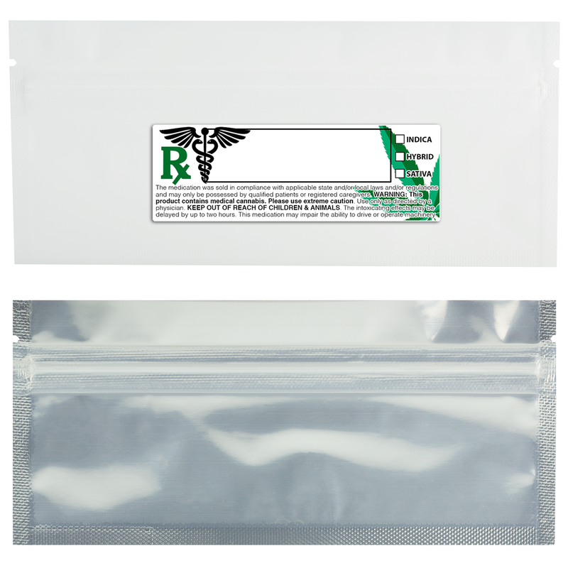 Matte White Dragon Chewer Pre Roll smell proof foil mylar bags by the Caviar Locker with custom designer rx strain labels. Thick wholesale bulk dispensary custom child resistant packaging 420 long term storage barrier bags with thc stickers. 