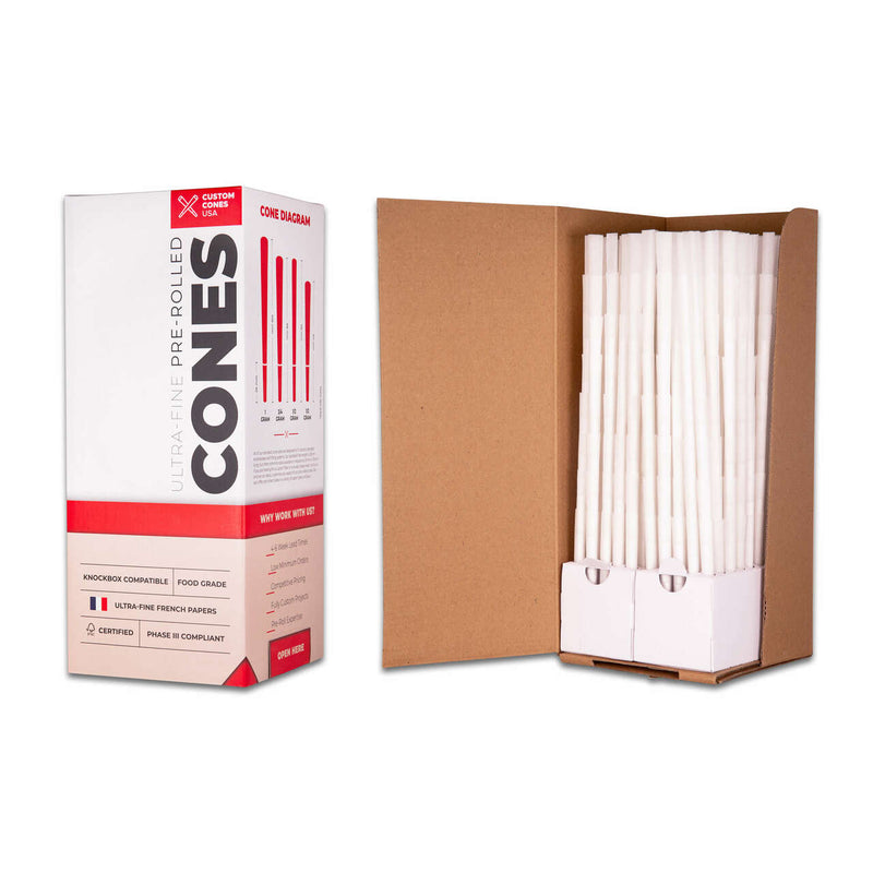 98mm Pre-Rolled Cones - White [800 Cones per Box]