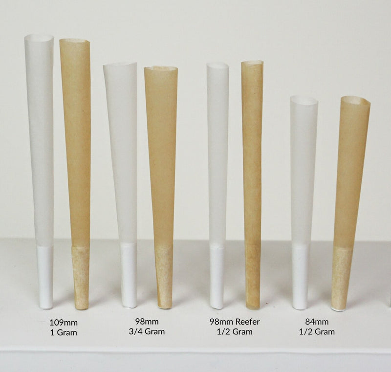 98mm Pre-Rolled Cones  - 100% Organic Hemp Paper Off White [800 Cones per Box]